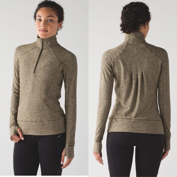 lululemon athletica Tops - lululemon Rush Hour 1/2 Zip Pullover Heathered Military Green Sz 4